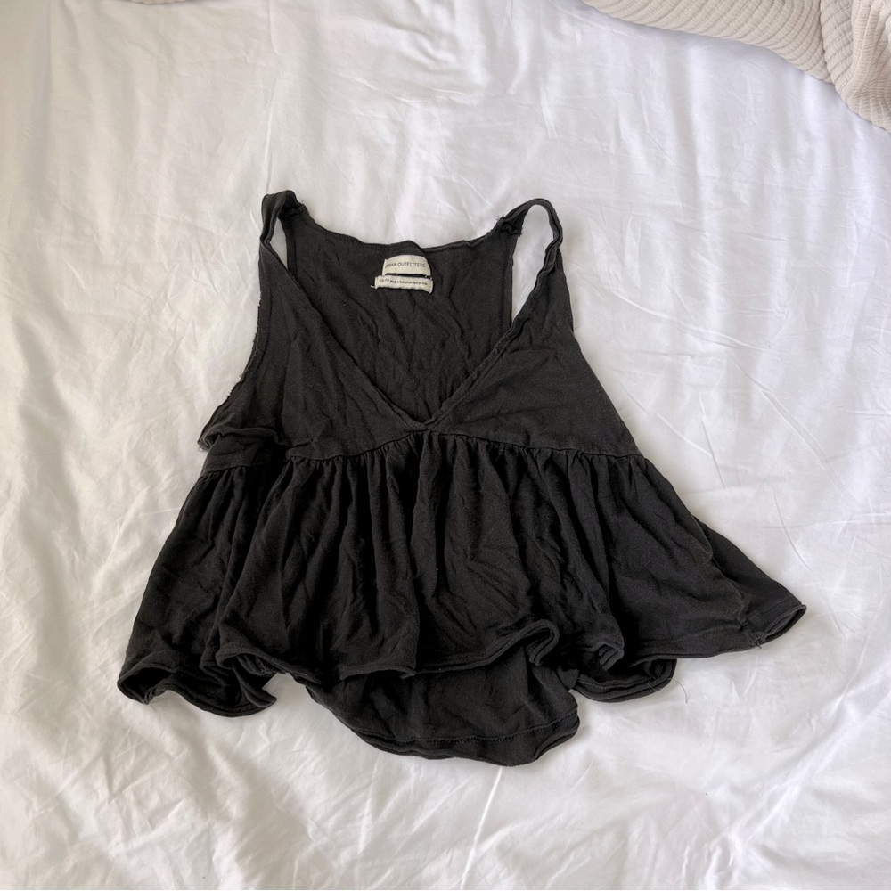 Urban Outfitters Deep V Peplum Ruffle Tank Top XS